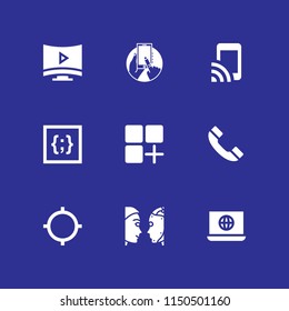 display icon. 9 display set with phone, turing test, old handphone and www vector icons for web and mobile app