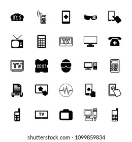 Display icon. collection of 25 display filled and outline icons such as hand on smartphone, medical phone, phone, home on tablet. editable display icons for web and mobile.