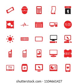 Display icon. collection of 25 display filled icons such as arrival table, heart mobile, photo with heart, heartbeat, phone. editable display icons for web and mobile.