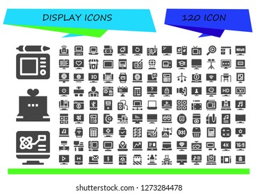  display icon set. 120 filled display icons. Simple modern icons about  - Graphic tablet, Computer, Laptop, Old computer, Css, Television, Drawing tablet, Computing, Multimedia
