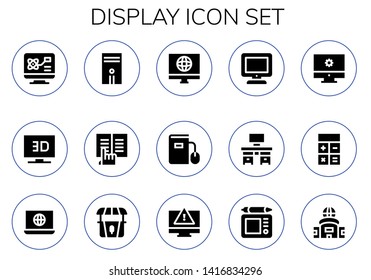 display icon set. 15 filled display icons.  Collection Of - Computer, Television, Ebook, Tv, Desk, Calculator, Laptop, Stand, Graphic tablet