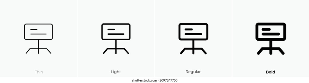 display icon. Thin, Light Regular And Bold style design isolated on white background