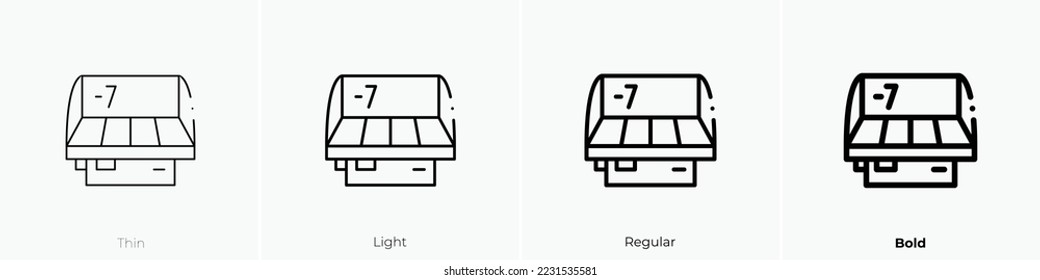 display icon. Thin, Light Regular And Bold style design isolated on white background