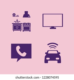 display icon. display vector icons set kitchen, monitor, car with signal and phone