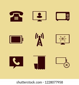 display icon. display vector icons set home phone, empty battery, full battery and wi fi