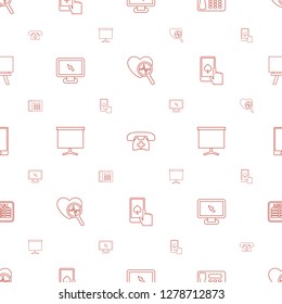 display icons pattern seamless white background. Included editable line heartbeat search, medical phone, desk phone, board, finger on display icons. display icons for web and mobile.