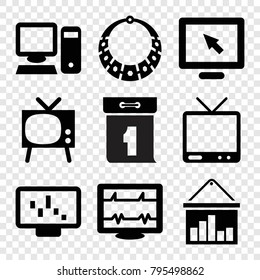 Display icons. set of 9 editable filled display icons such as tv, heartbeat, pc, necklace, washing machine on sale