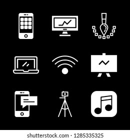 display icons set with computer, camera tripod and laptop vector set