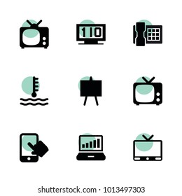 Display icons. vector collection filled display icons set.. includes symbols such as graph on laptop display, tv, car temperature. use for web, mobile and ui design.