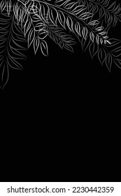 display of illustrations of leaves in white color onto a black background template, making it look beautiful and elegant