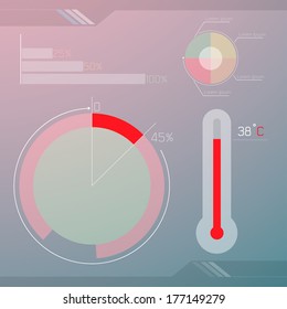 Display infographic, business, hospital check fever, vector illustration