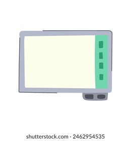 Interaktive Smartboard-Karikatur anzeigen. Moderne Mauer, Bildungsinformationen, Kiosk-Mall Interaktives Smartboard-Schild anzeigen. Isolierte Vektorillustration