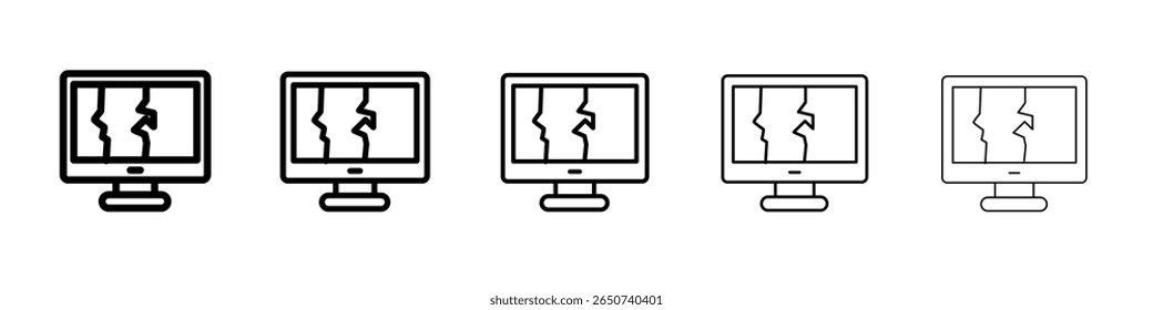 Ícone de problemas de vídeo ou lcd logotipo do conjunto de ilustrações plana