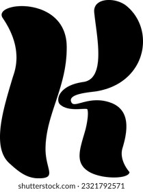 Anzeige des flüssigen Vektorschriftbriefs K-Alphabet. Großbuchstabe Schriface abc Element für soziale Medien, Webdesign, Poster, Banner, Grußkarte