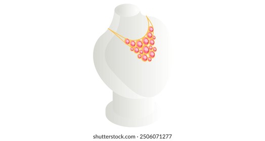 Display Mannequin Jewelry Necklace Vector Illustration.	