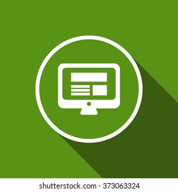 display and monitor flat icon with long shadow. vector illustration