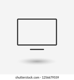 Display, monitor icon vector illustration. Linear symbol with thin outline. The thickness is edited. Minimalist style.