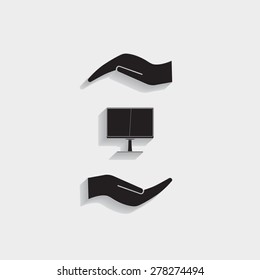 Display monitor vector mockup. Vector illustration