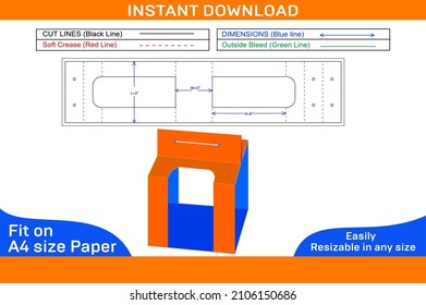 Display mug or glass box, surprice gift box dieline template and 3D box design 