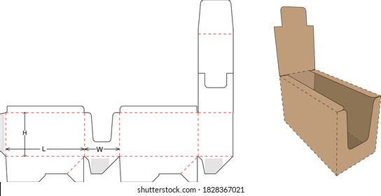 Display Outer Crash Lock Base render box and dieline template vector