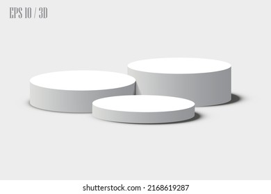 Display pedestal, Design platform, Empty product, White room and side lights. 3D rendering.
