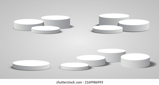 Display Pedestal, Design Platform, Empty Product, White Room And Side Lights. 3D Rendering.
