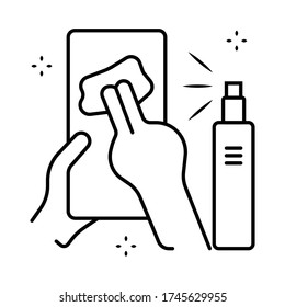 Display phone clean, disinfection icon