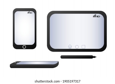 display phone and tablet icon and technology background 