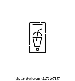Mostrar el teléfono. Símbolo de línea vectorial dibujado en un estilo plano moderno. Perfecto para sitios web, tiendas, páginas de internet. Trazo editable. Icono de línea de soda en la pantalla del teléfono 