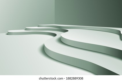 Display platform advertising podium or pedestal geometric shape use show and presentation product banner ads on stage monochromatic Colors, concept empty minimal background for vector illustration