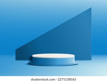 Display podium product light blue and white podium. Abstract 3D product background soft blue rendering. Stage for product. You can use product presentation, show cosmetic, Vector illustration.