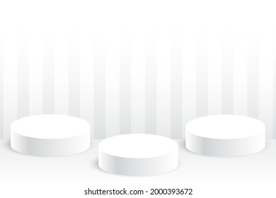 display podium scene with a geometric platform White  product display podium background, Podium product display vector. mockup scene.