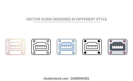 Display Port icon design with white background stock illustration