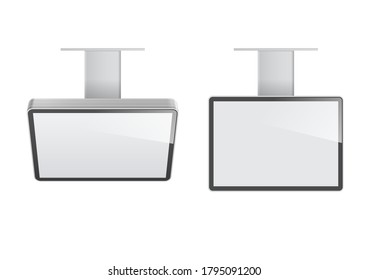 Display Rack Shelves For Supermarket Floor Showcase on the white background. Slender white shelves. Mock Up Template. Vector illustration.