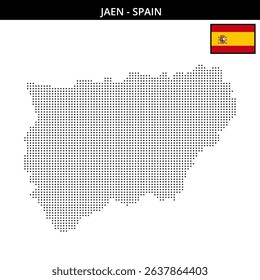 Display of a raster map with dots outlining Jaen
