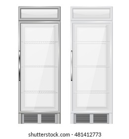 Display refrigerator. Vector illustration isolated on white background