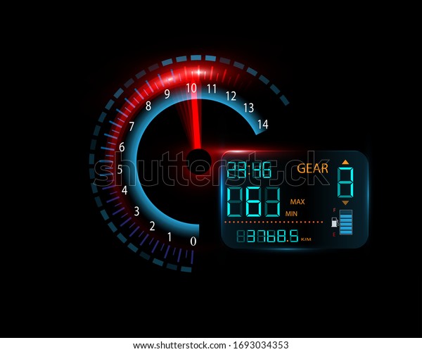 Display screen of the car while running at digital
and analog speeds