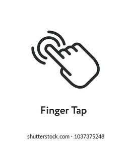 Display Screen Finger Tap Push Minimal Flat Line Outline Stroke Icon