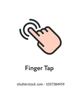 Display Screen Finger Tap Push Minimal Color Flat Line Outline Stroke Icon