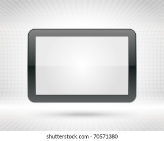 Display Screen fly with with 3d wire vector background. Eps 10.