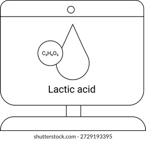 Display screen showing lactic acid depiction with C3H6O3 formula