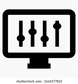 Display settings icon. Monitor installation. TV options. Vector icon.