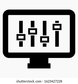 Display settings icon. Monitor installation. Commercial line vector icon for websites and mobile minimalistic flat design.