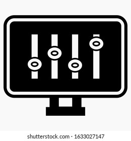 Display settings icon. Monitor installation. Commercial line vector icon for websites and mobile minimalistic flat design.