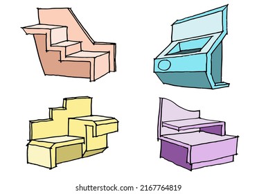 Display shelves art vector for design idea, illustration, decoration