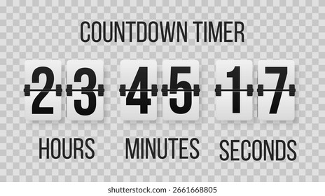 Display shows countdown with vintage watch and dashboard where number flips and minute meter creates a technology inspired template

