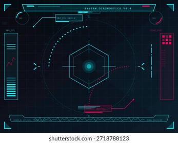 La pantalla muestra una interfaz digital para el diagnóstico del sistema. Incluye puntos de datos, gráficos e iconos relacionados con el rendimiento y los problemas del sistema. Actualizar de información continuamente en tiempo real.