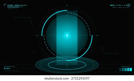 The display shows a digital tracking system with a circular layout and a bright blue light at the center. This design is common in control rooms for monitoring various activities.