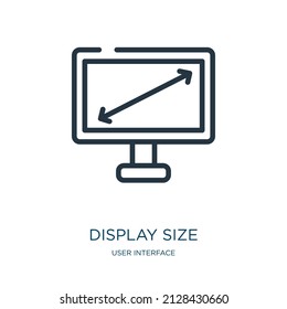 display size thin line icon. screen, display linear icons from user interface concept isolated outline sign. Vector illustration symbol element for web design and apps.