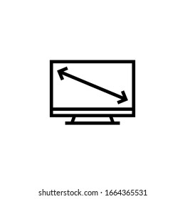 Icono de vector de tamaño de visualización en lineal, icono de esquema aislado en fondo blanco